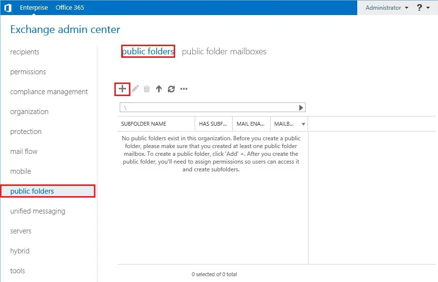 Public config. Public folder Exchange 2016.