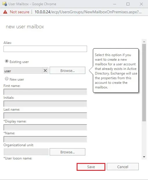 create user mailbox