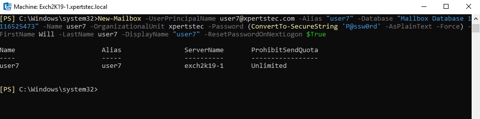 create user mailbox powershell