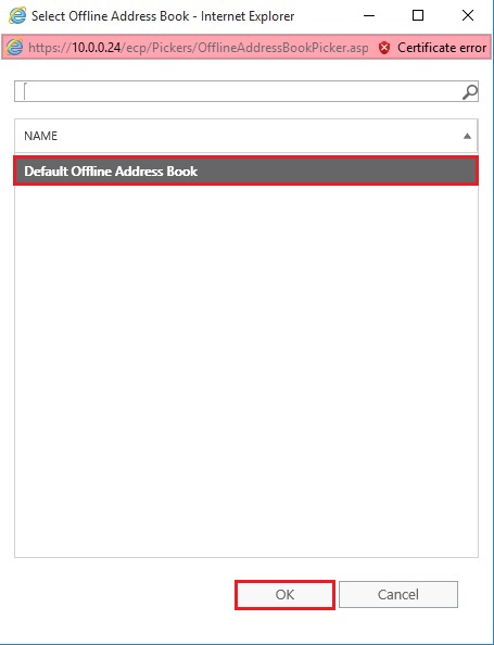 default offline address book