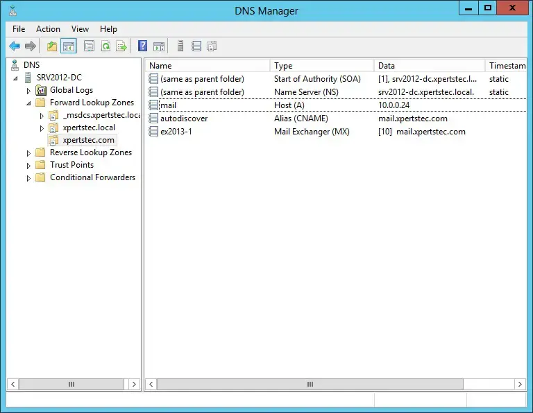 dns manager server 2012