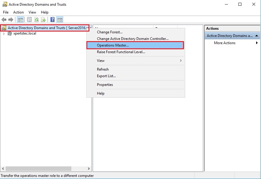 domains and trusts operation master server 2016