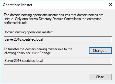 server 2016 domain naming operations master