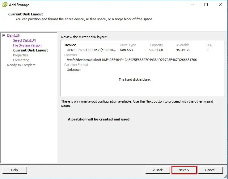 esxi current disk layout