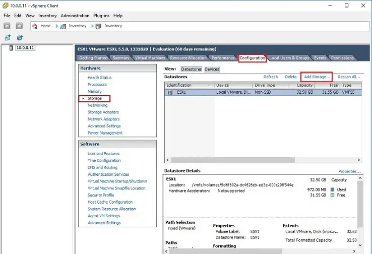 esxi storage