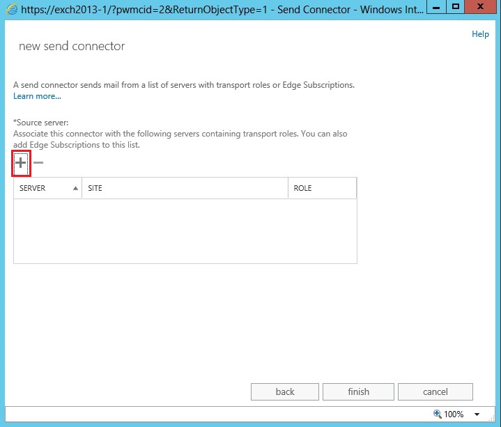 exchange 2013 create new send connector