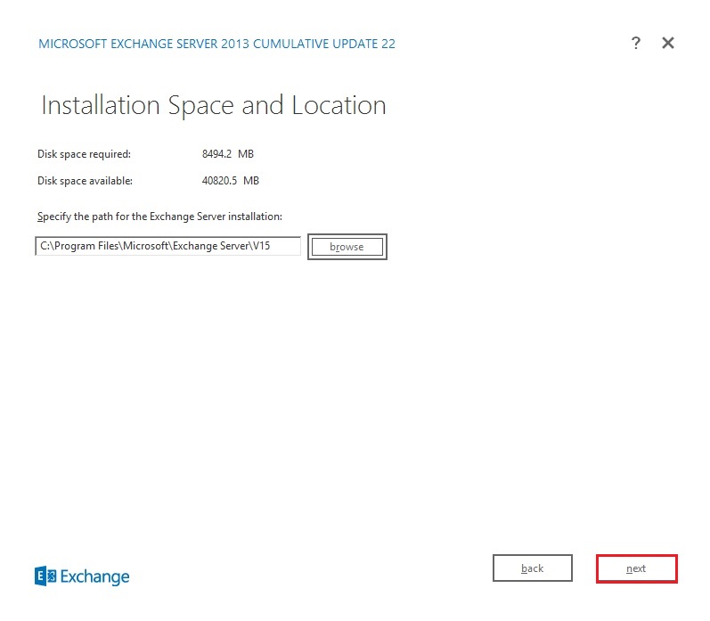 exchange 2013 installed location