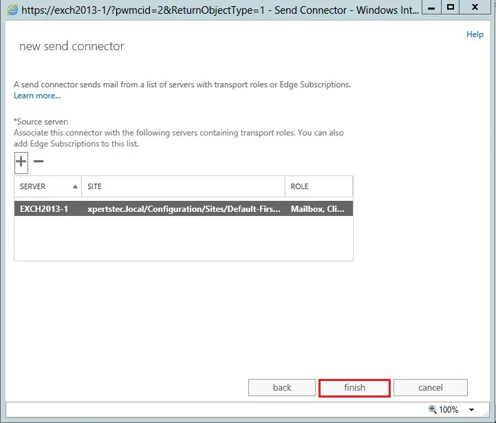 exchange 2013 send connector