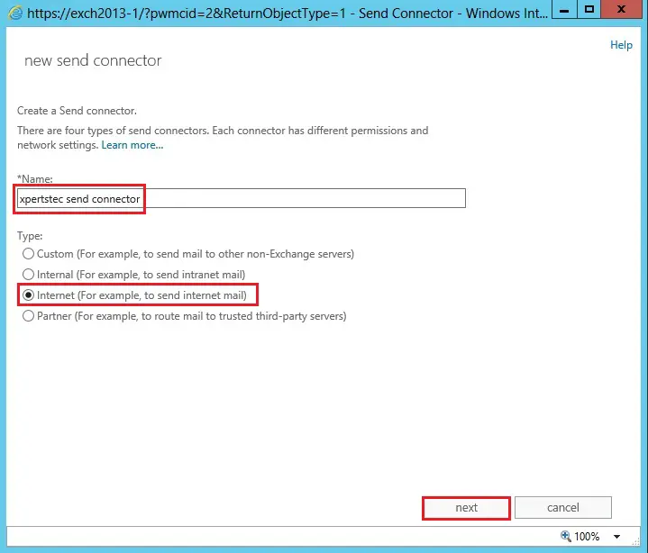 exchange 2013 send connector