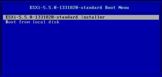esxi 5.5 vmvisor boot menu
