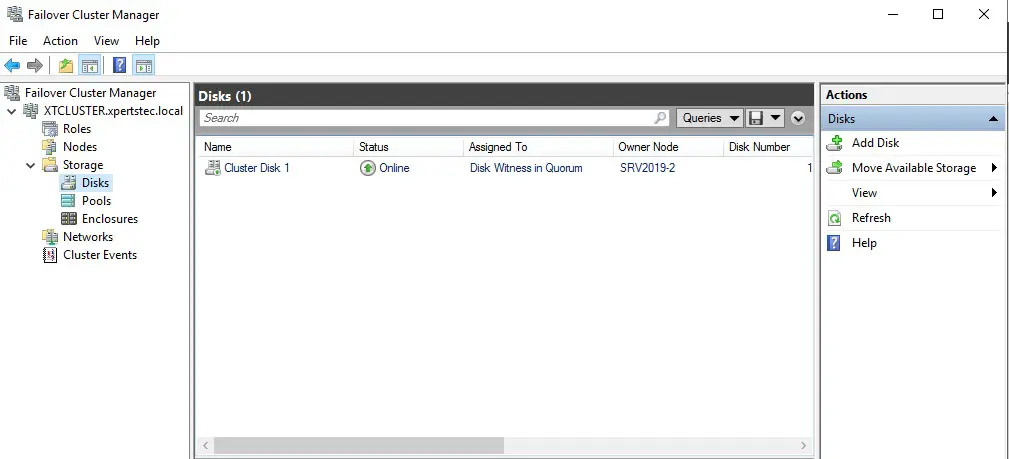 failover cluster manager