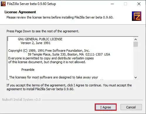 filezilla license agreement