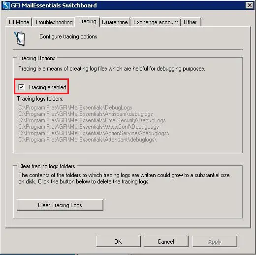 gfi mailessentials configure tracking enabled