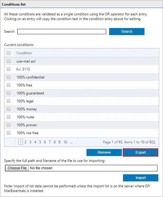 Spam Keyword Checking, Export &#038; Import Spam Keyword Checking GFI MailEssentials Configuration