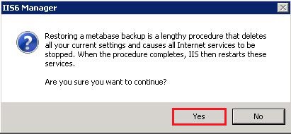 iis restoring metabase backup