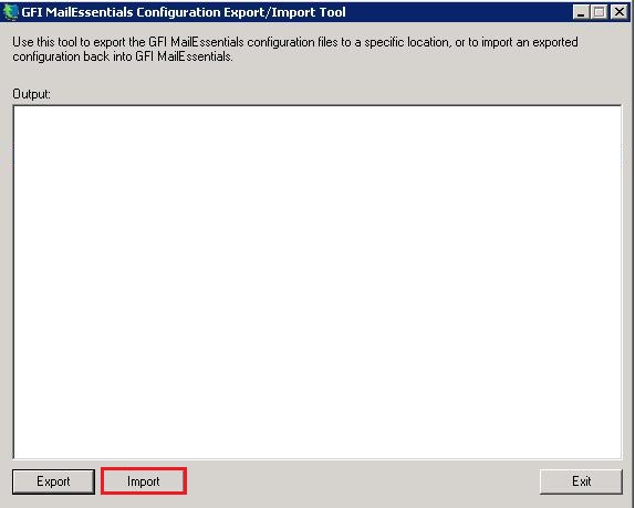 import export gfi mailessentials configuration