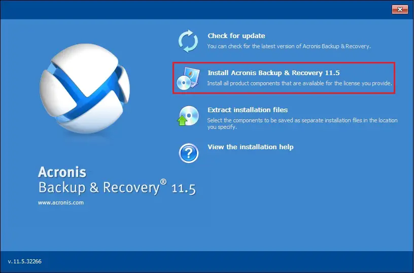 Install Acronis Backup 11.5, How to install Acronis Backup &#038; Recovery 11.5