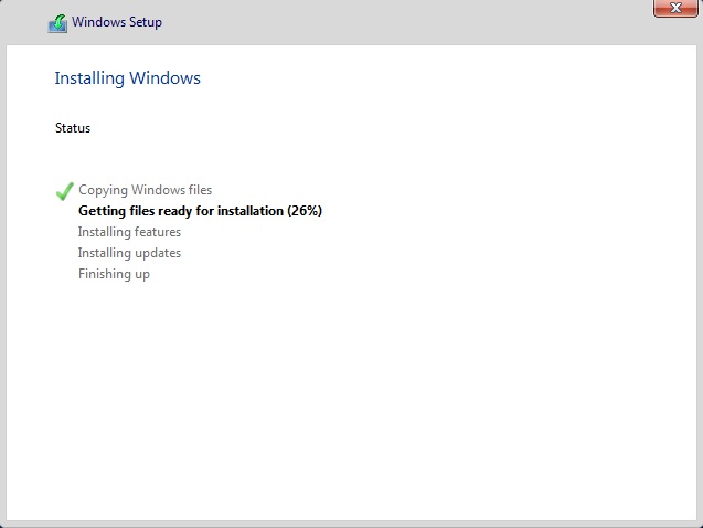 installing windows status
