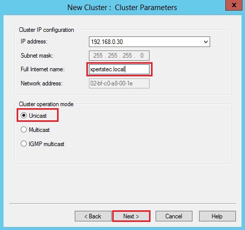 network load balancing cluster operation mode