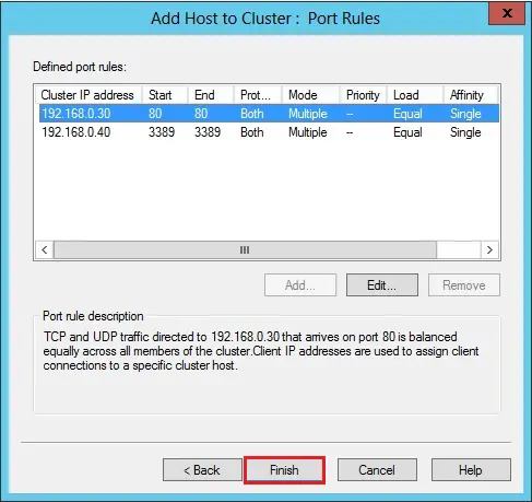 network load balancing port rules