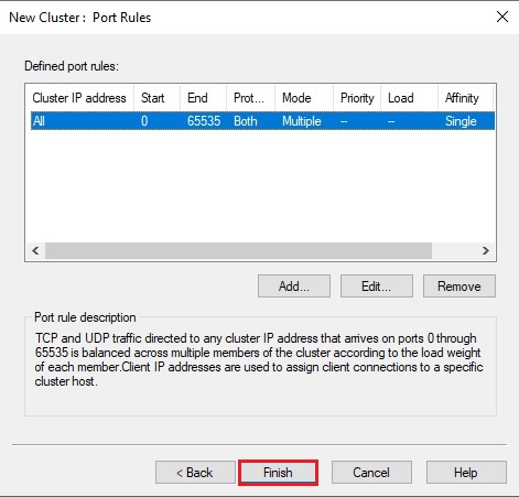 network load balancing port rule