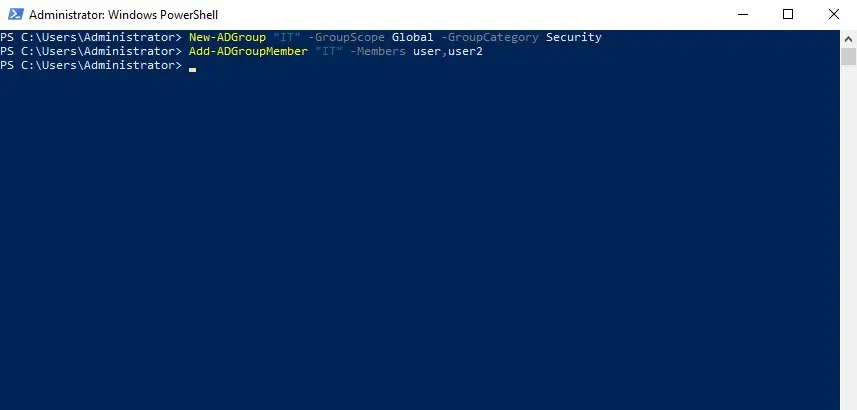 new adgroup powershell command