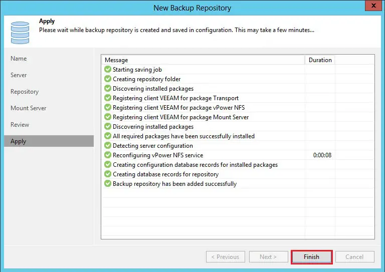 new backup repository applying