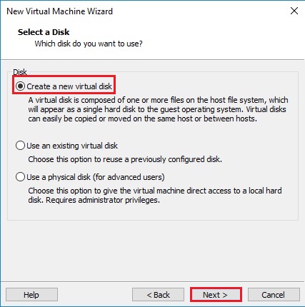 new virtual machine disk