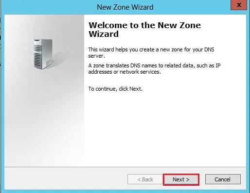 new zone wizard dns manager