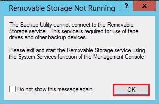 ntbackup utility not connected