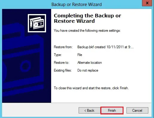 ntbackup completing the backup