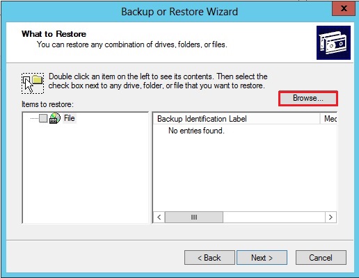 ntbackup what to restore
