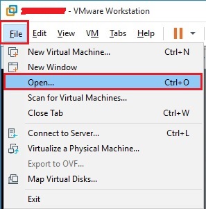 open virtual machine vmware workstation