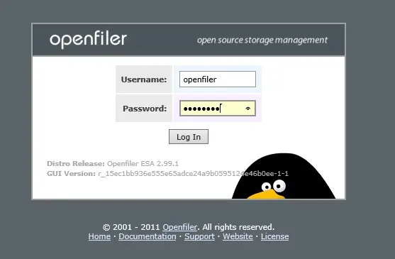 openfiler log in