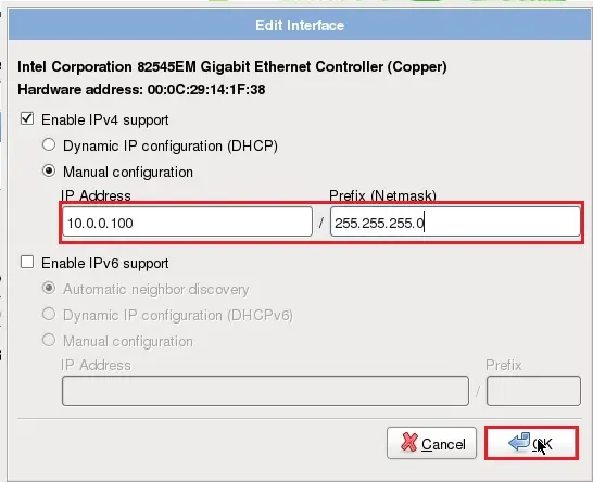 openfiler network settings