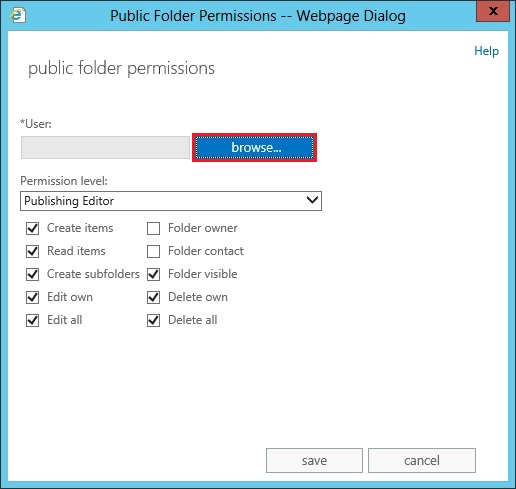 public folder permissions exchange 2013