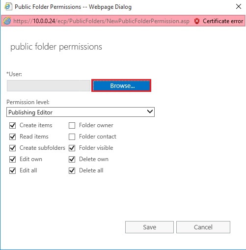 public folder permission exchange server 2019