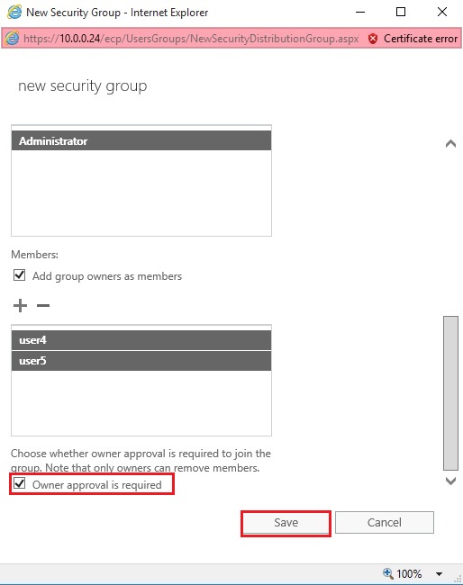 Security group owner approval