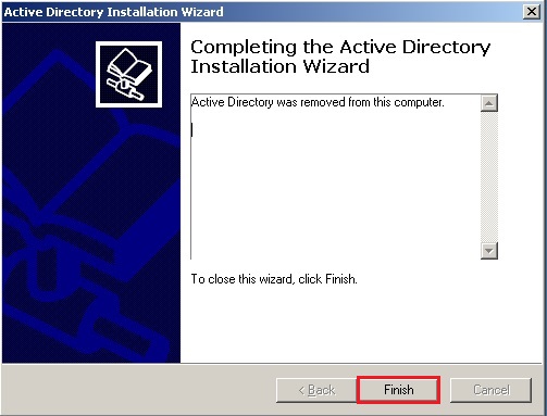 sever 2003 active directory removed