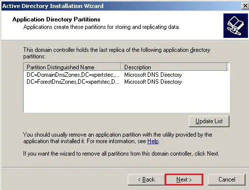 server 2003 active directory partitions