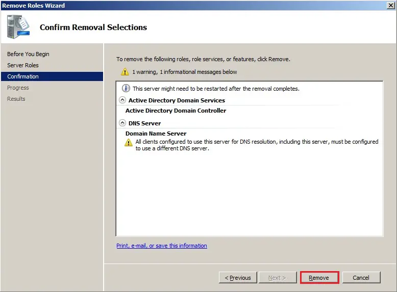 server 2008 confirm remove roles