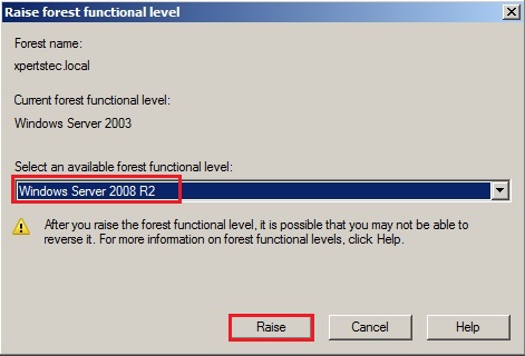 server 2008 raise forest functional level