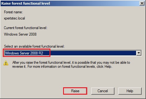 server 2008 raise forest functional level