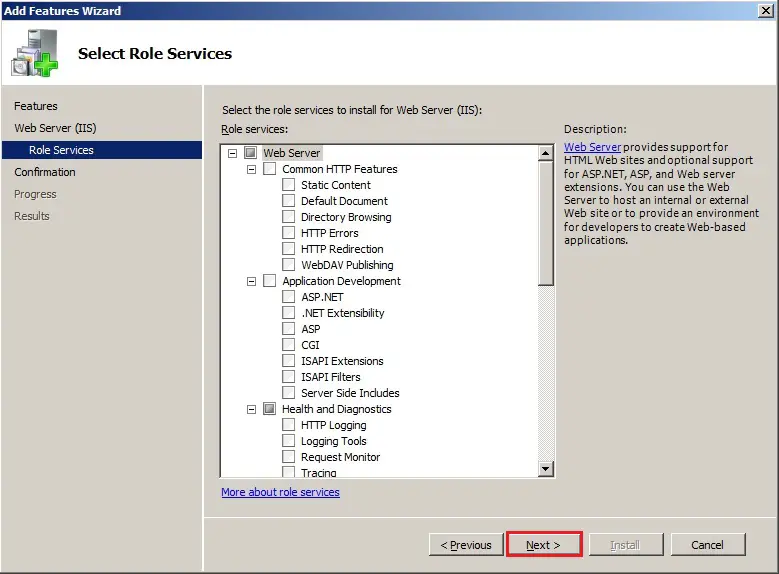 server 2008 role services