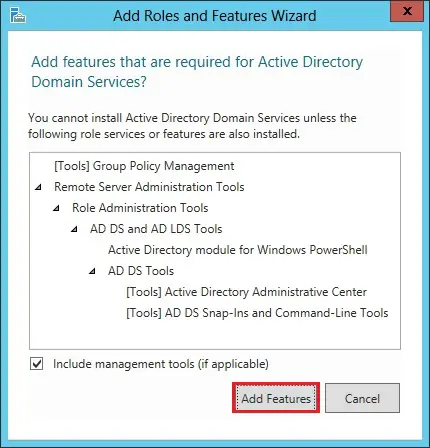 server 2012 add required features active directory domain 