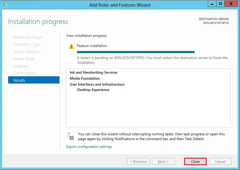 desktop experience server 2012 installation selections