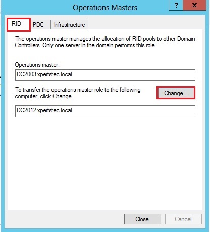 active directory 2012 operational masters rid