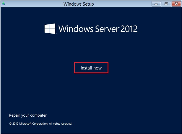 server 2012 setup install now