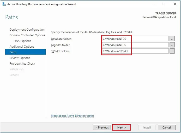 server 2016 ad ds databases