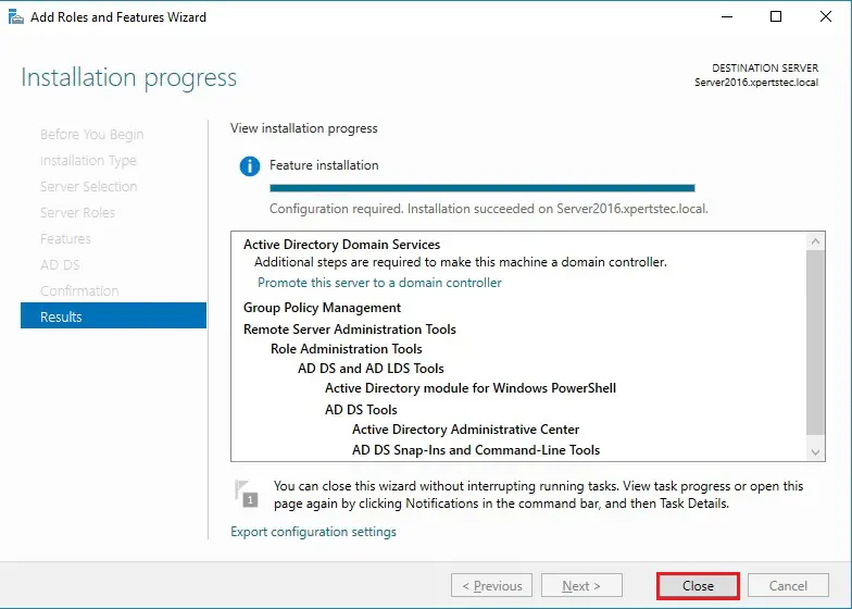 server 2016 installation selections